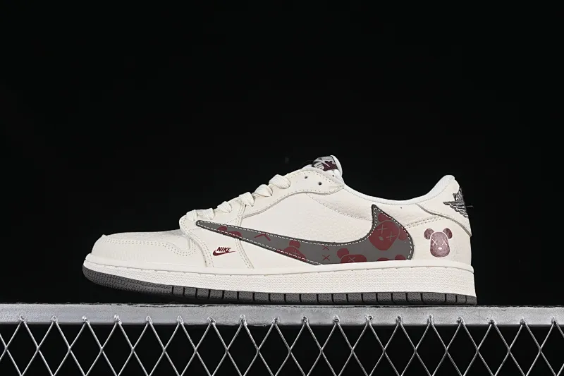 All categories Air Jordan Jordan series basketball shoes Air Jordan 1 Low High-end customized low-top sneakers Travis Scott x Fragment Design x Air Jordan 1 Low OG SP Joe 1 violent bear joint beige brown bear low-top cultural casual sneakers LD2025-004